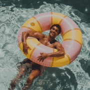 Pink and Yellow Orange Vintage striped tube float